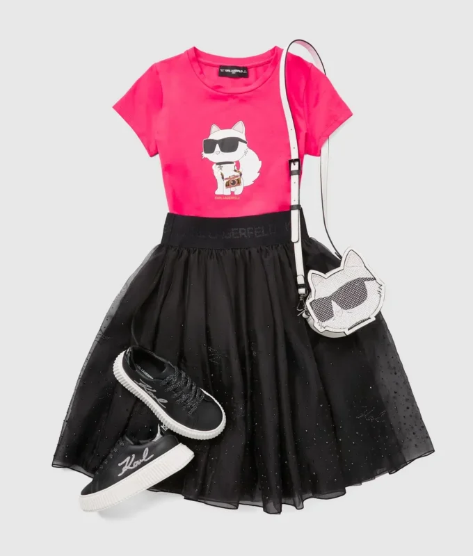 Meisjesrok van mesh met strass
