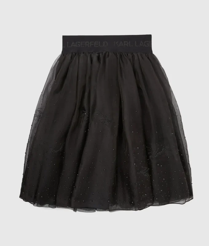 Meisjesrok van mesh met strass