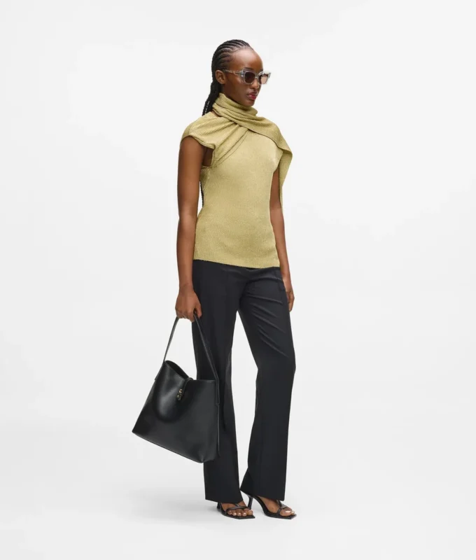 Metallic gebreide top