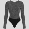 METALLIC RHINESTONE BODYSUIT