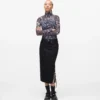 Midi-denimrok met vetersluiting