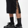 Midi-denimrok met vetersluiting