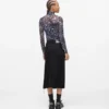 Midi-denimrok met vetersluiting