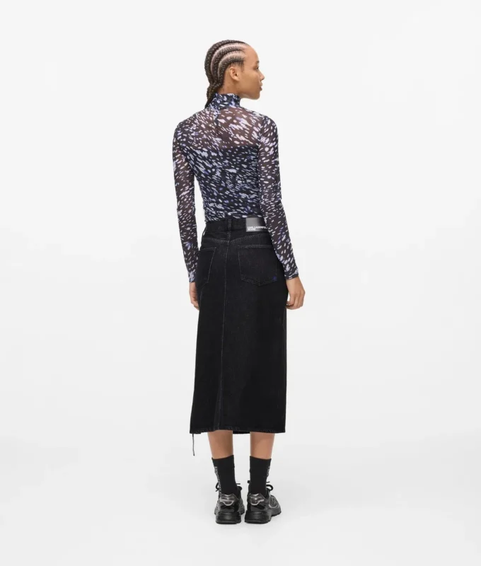 Midi-denimrok met vetersluiting
