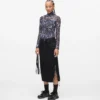 Midi-denimrok met vetersluiting