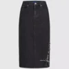 Midi-denimrok met vetersluiting