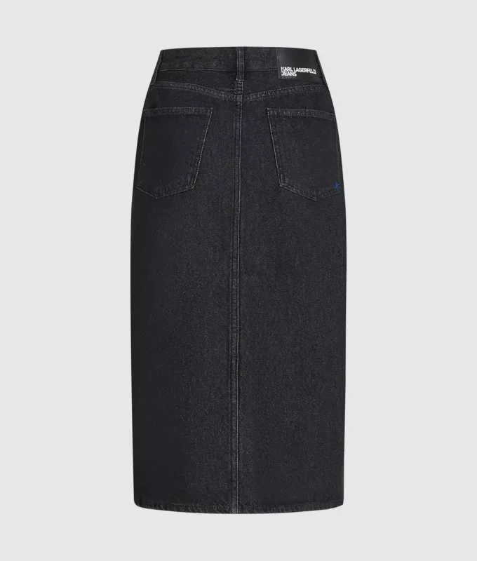 Midi-denimrok met vetersluiting