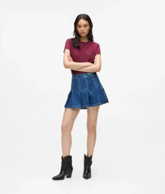 Minirok van denim met plooien