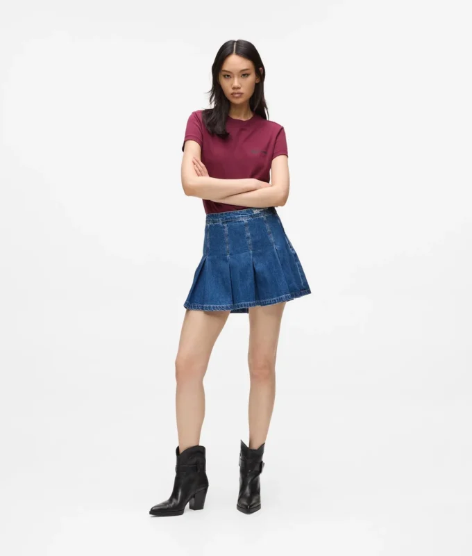 Minirok van denim met plooien