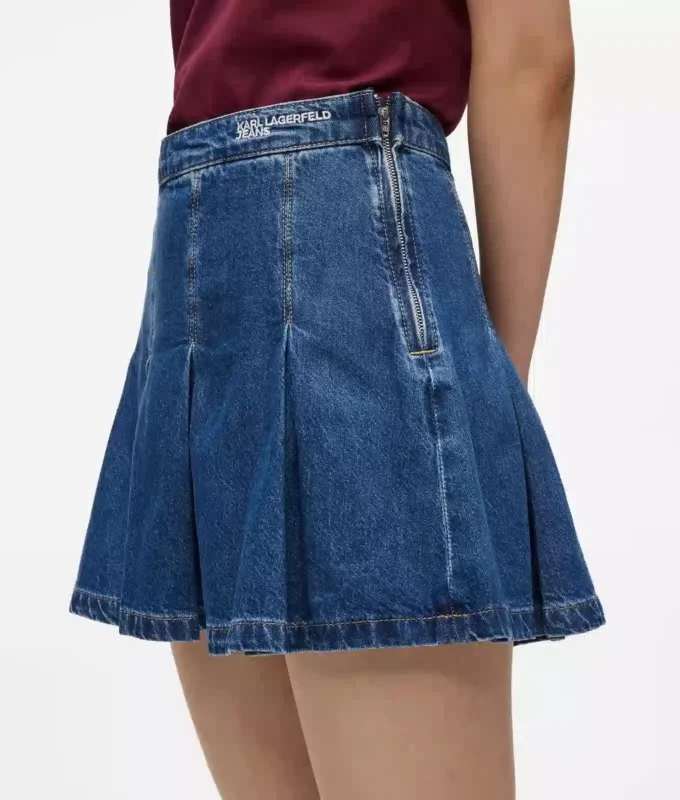 Minirok van denim met plooien