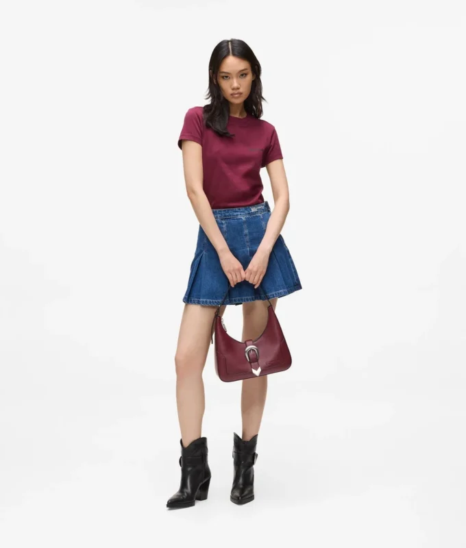 Minirok van denim met plooien