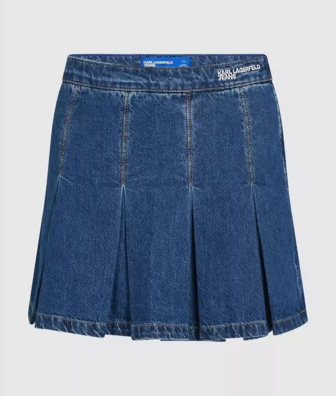 Minirok van denim met plooien