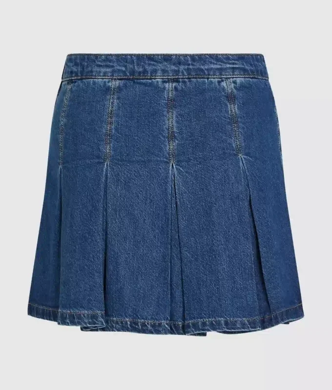 Minirok van denim met plooien