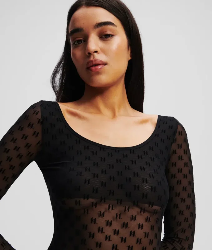 MONOGRAM LANGEMOUWEN MESH BODYSUIT