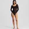 MONOGRAM LANGEMOUWEN MESH BODYSUIT