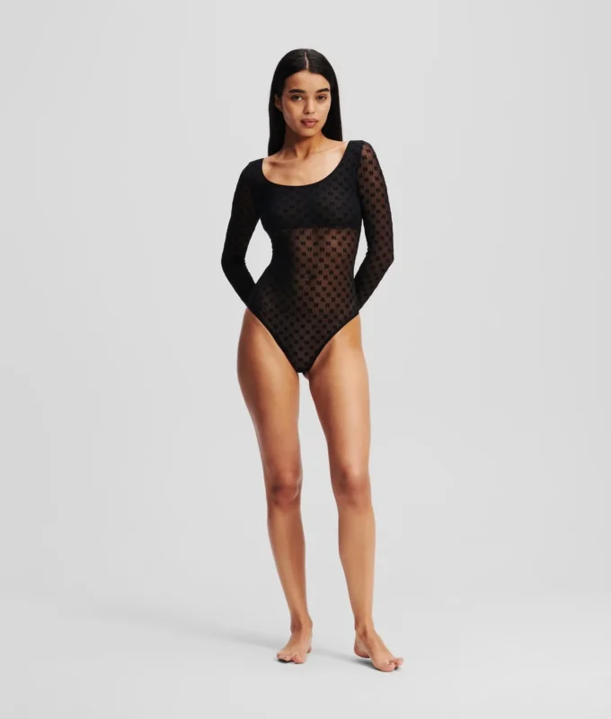 MONOGRAM LANGEMOUWEN MESH BODYSUIT