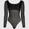 MONOGRAM LANGEMOUWEN MESH BODYSUIT