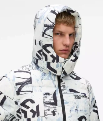 Monogram pufferjas met all-over print