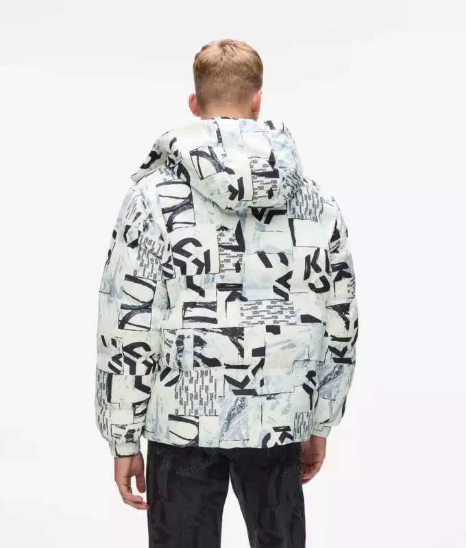 Monogram pufferjas met all-over print