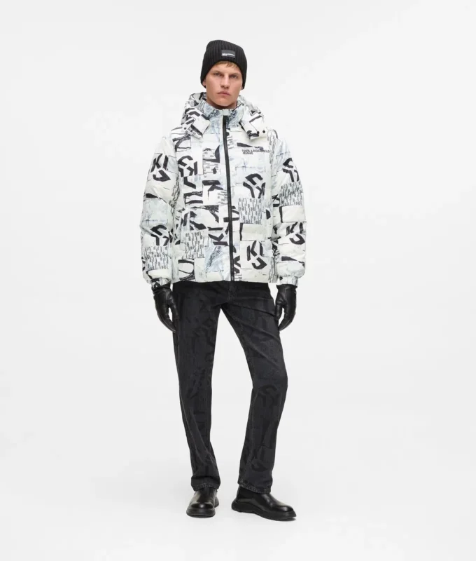 Monogram pufferjas met all-over print