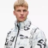 Monogram pufferjas met all-over print