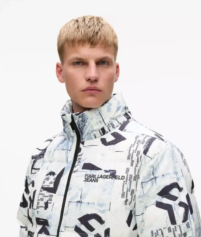 Monogram pufferjas met all-over print