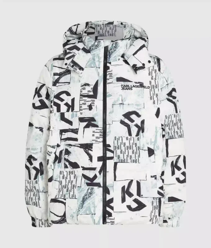 Monogram pufferjas met all-over print