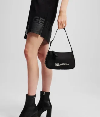 Nylon schoudertas met logo