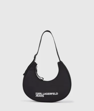 Nylon schoudertas met logo en maanmotief
