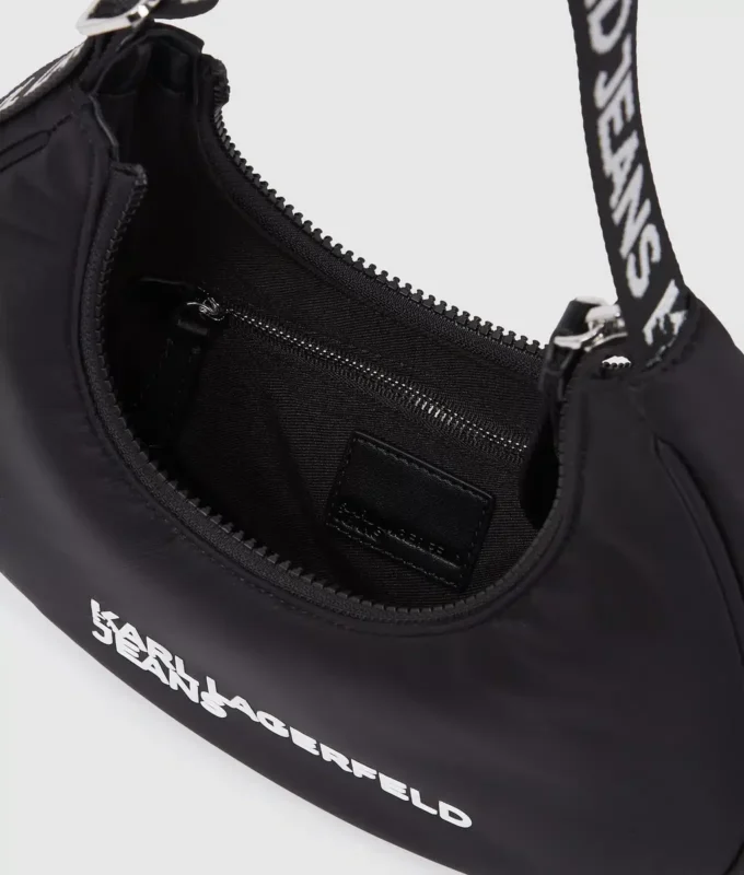 Nylon schoudertas met logo en maanmotief