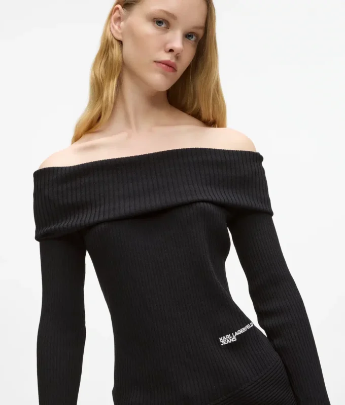 Off-shoulder gebreide top