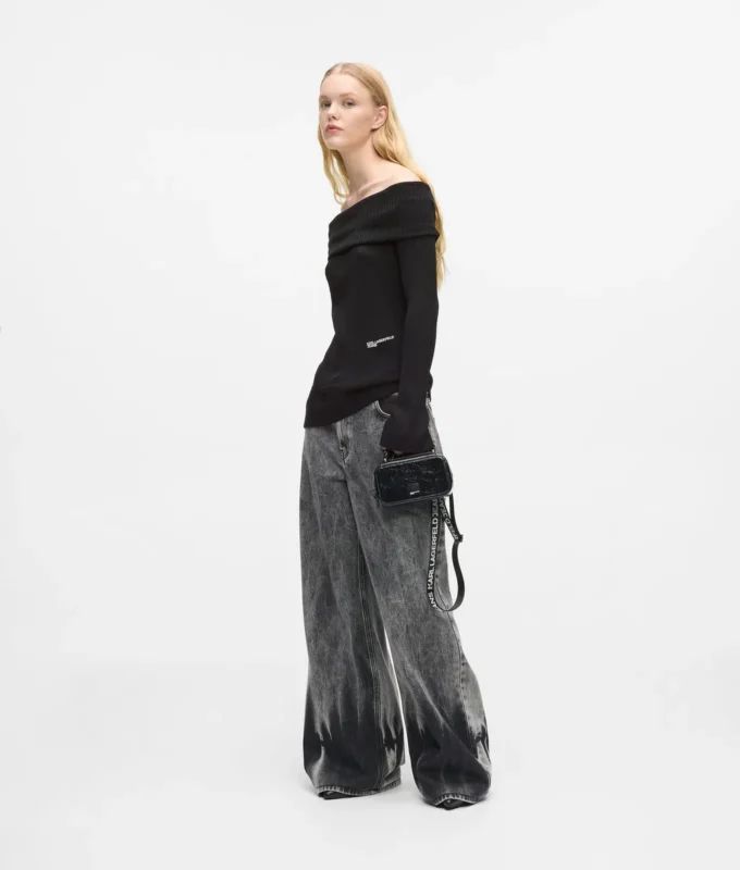 Off-shoulder gebreide top