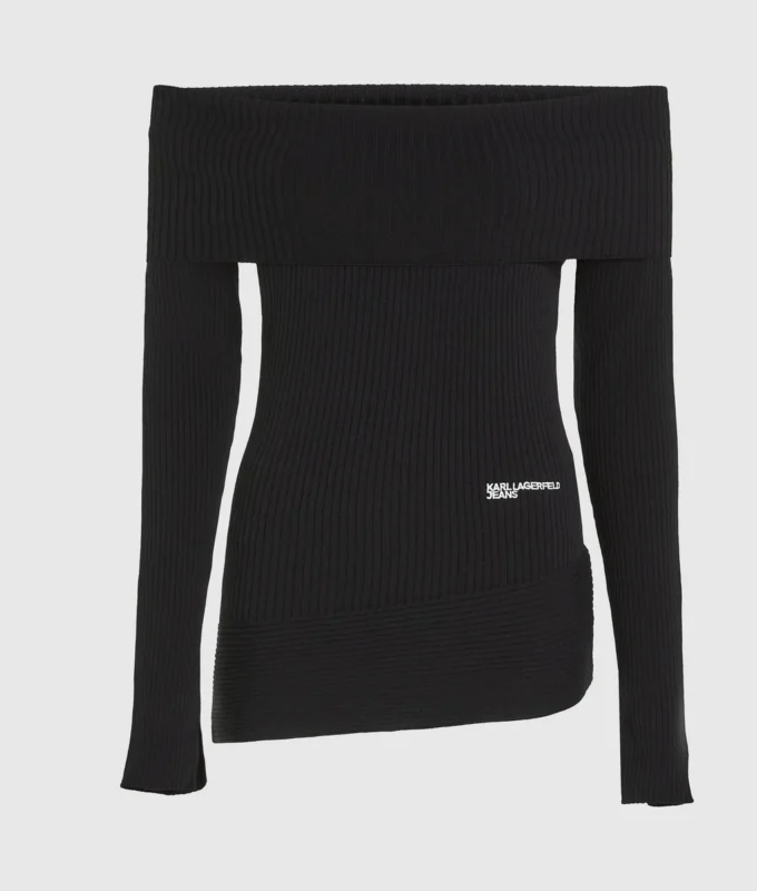 Off-shoulder gebreide top
