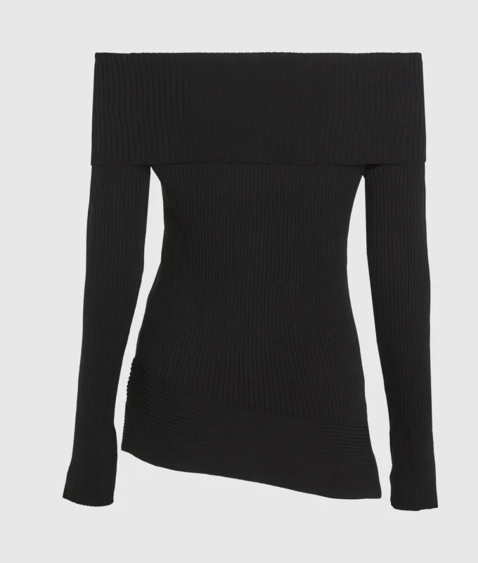 Off-shoulder gebreide top