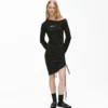 Off-shoulder jurk met trekkoord