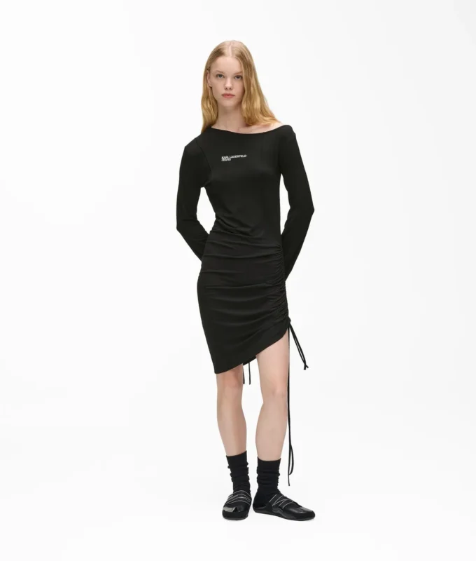 Off-shoulder jurk met trekkoord
