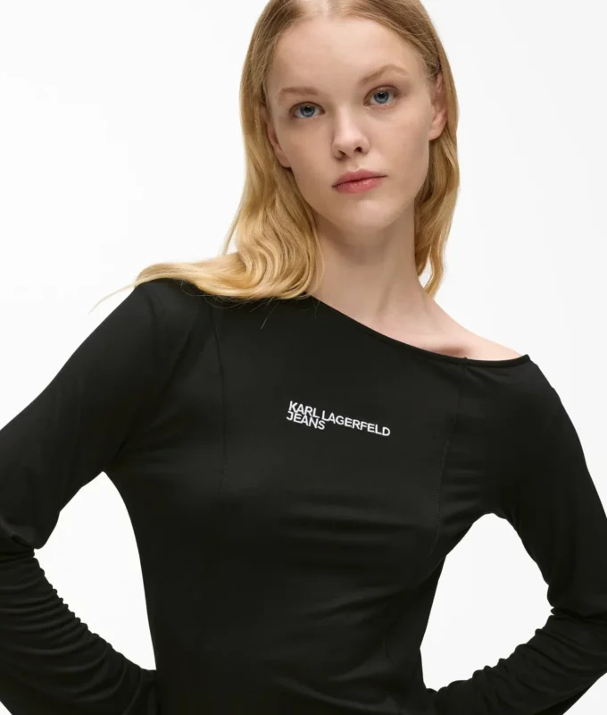 Off-shoulder jurk met trekkoord
