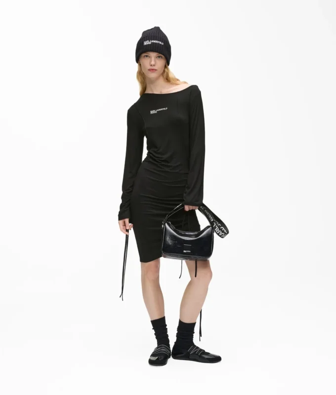 Off-shoulder jurk met trekkoord