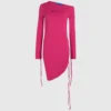 Off-shoulder jurk met trekkoord