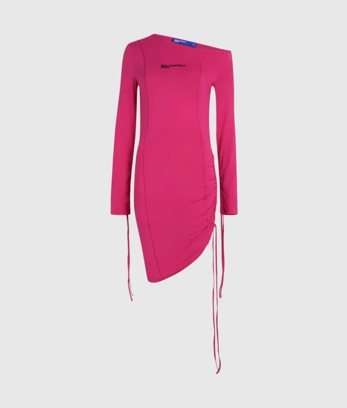 Off-shoulder jurk met trekkoord