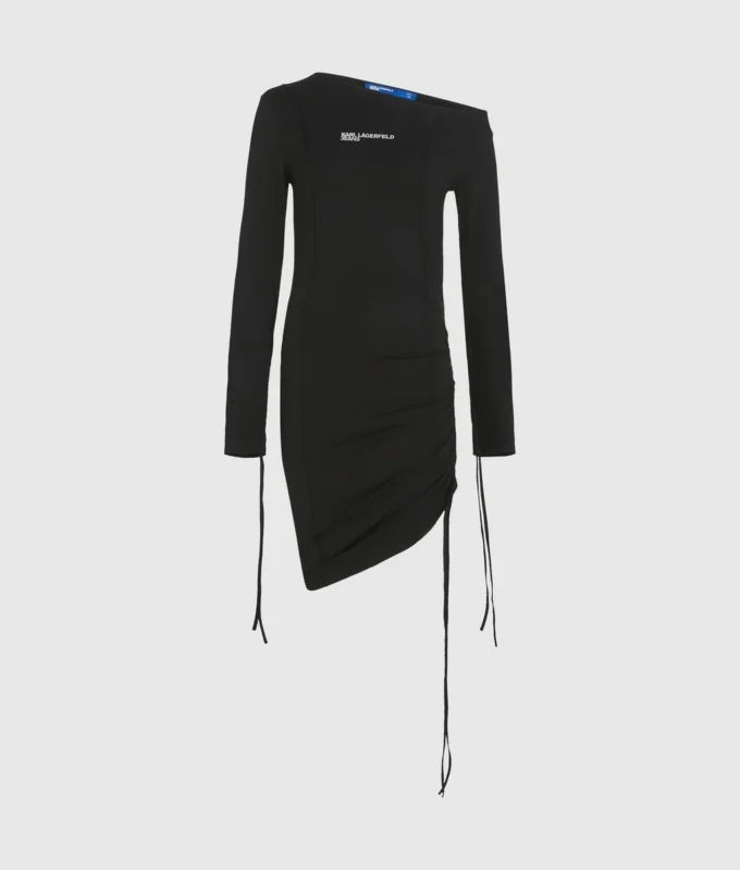 Off-shoulder jurk met trekkoord