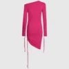 Off-shoulder jurk met trekkoord