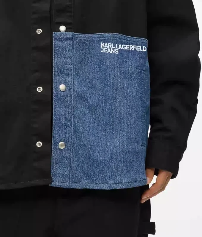 Overhemd met denim panelen