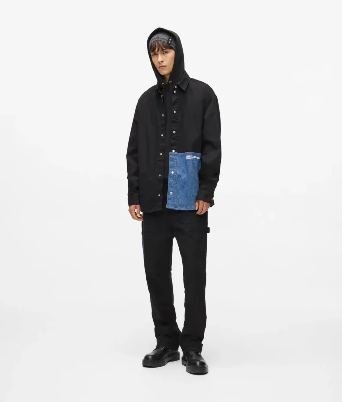 Overhemd met denim panelen