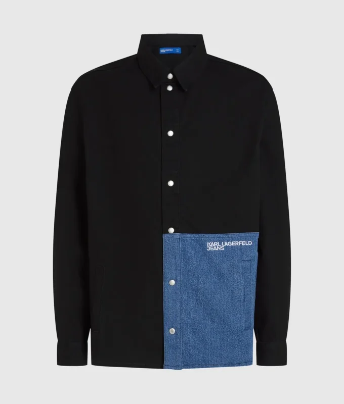 Overhemd met denim panelen