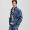 OVERSHIRT VAN GEMENGDE MATERIALEN