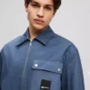 OVERSHIRT VAN GEMENGDE MATERIALEN