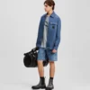 OVERSHIRT VAN GEMENGDE MATERIALEN