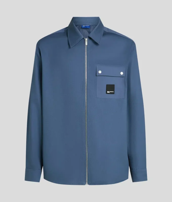 OVERSHIRT VAN GEMENGDE MATERIALEN
