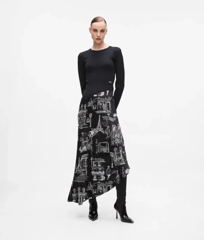 Paris midi-jurk met schetsen